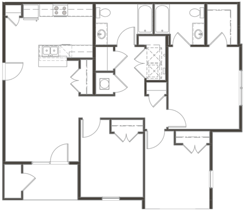 Salish Flats Apartments in Airway Heights, Washington Three Bedroom Floor Plan